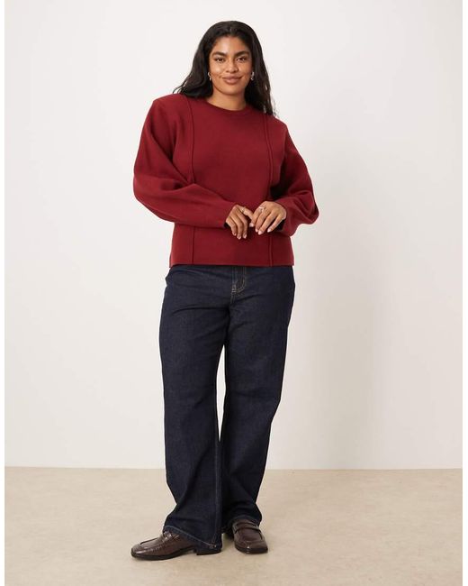 ASOS Asos Design Curve Structured Waisted Jumper With Shoulder Pads