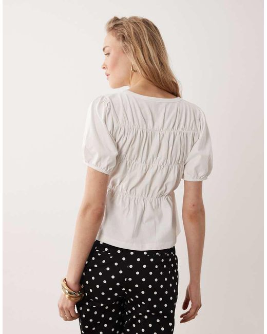 Miss Selfridge White Shirred Peplum Top