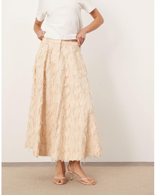 ARRANGE Natural Textural Floral Full Midi Skirt