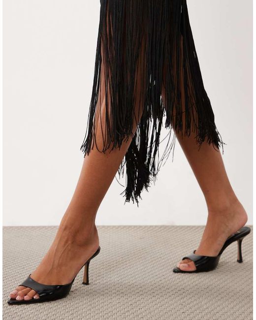 ASOS Black Devore Floral Maxi Dress With Fringing Detail