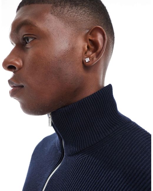 Jack & Jones – gerippter pullover aus grobstrick in Blue für Herren