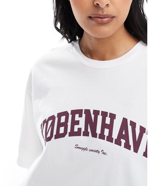 JJXX White Oversized T-shirt With Kobenhavn Print