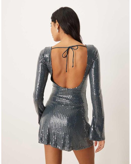 Motel Kimberly Sequin Dress in Blue