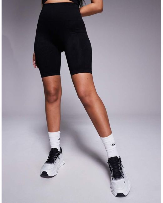 4505 Gray Icon Seamless Rib 8 Inch legging Short With Quick Dry