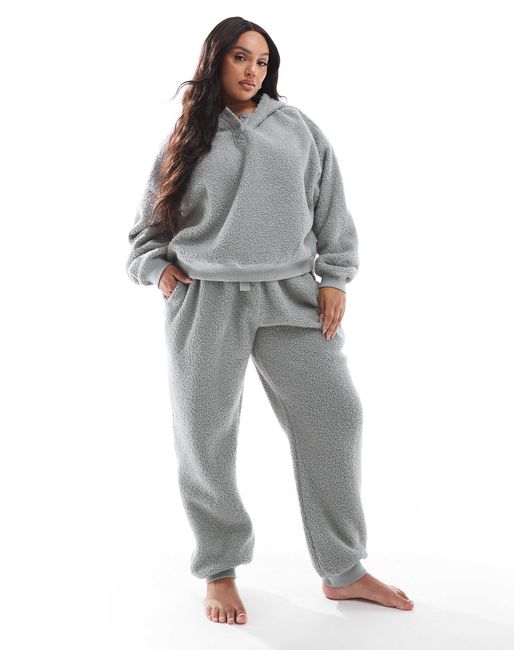 Asos design curve - ensemble confort avec sweat à capuche oversize et pantalon ASOS en coloris Blue