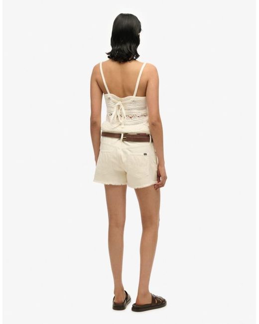 Superdry Natural Mid Rise Denim Hot Shorts