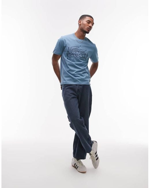 Lacoste Ruimvallend T-Shirt Met Grafische Print Op De Voorkant in het Blue voor heren