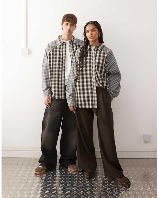 Collusion Gray Spliced Oversized Shirt