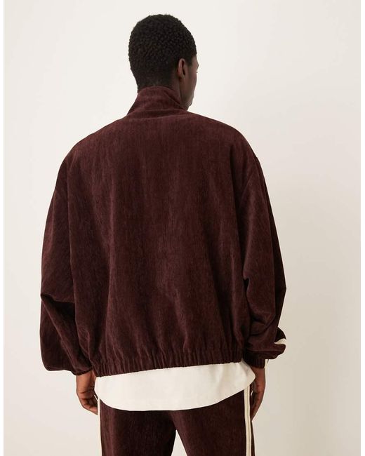 ASOS Brown Cord Track Jacket With Embroidery for men