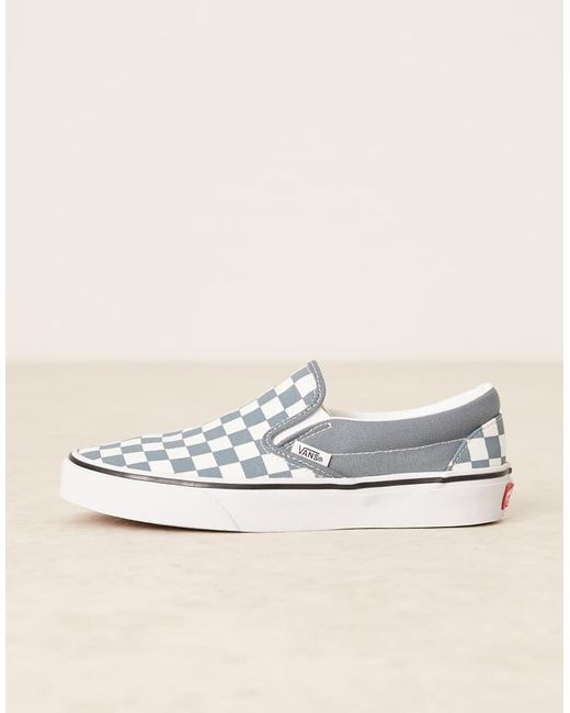 Zapatillas De Deporte A Cuadros Dameros Medio Y Blancos Sin Cierres Slip-On De Classic Vans de color Gray