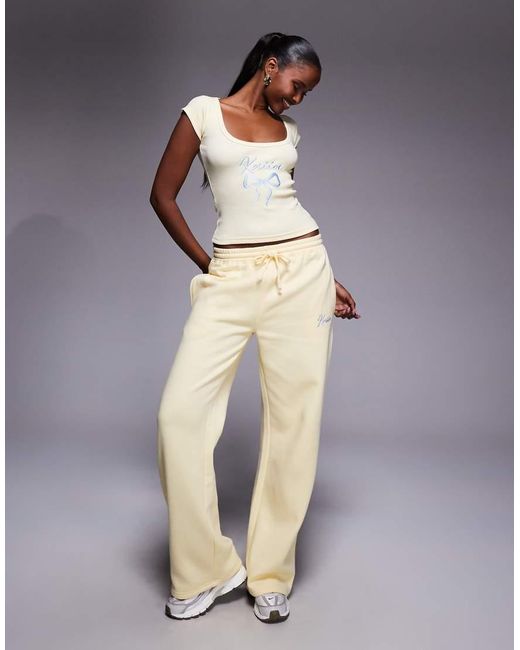 Kaiia Multicolor Cotton Rich Embroidered Bow Logo Scoop Neck Cap Sleeve Crop Top Co-ord