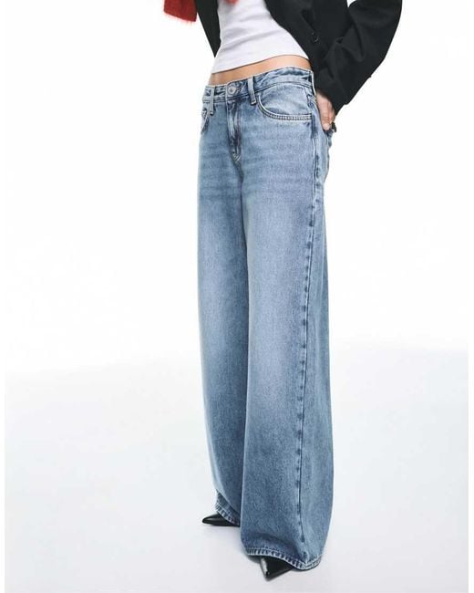 Pull&Bear Blue Low-rise Wide-leg Jeans