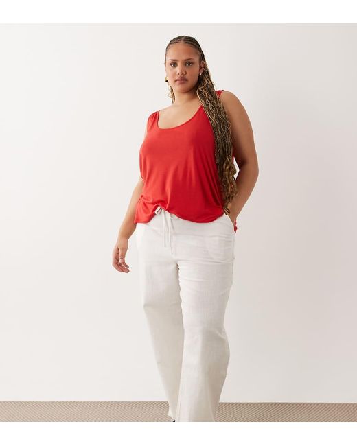 ASOS Red Asos Design Curve Linen Look Pull On Trousers