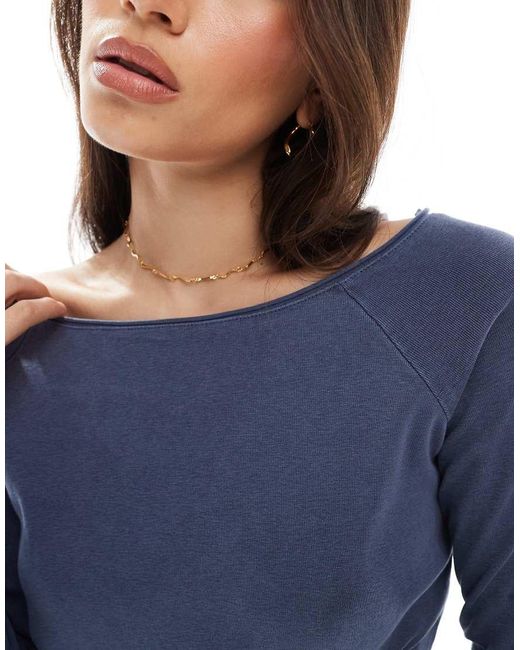 Superdry Blue Bardot Off Shoulder Top