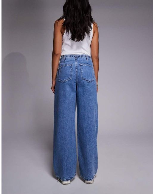 River Island Blue Wide Leg Tie Front Jeans