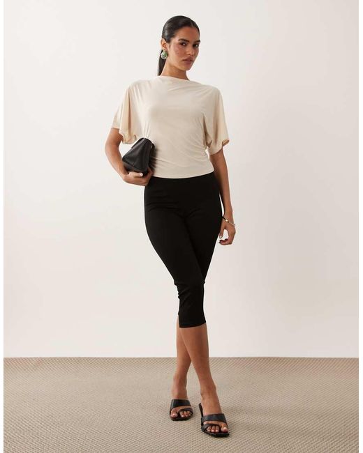 Miss Selfridge White Cinched Waist Cowl Back Top With Lace Trim