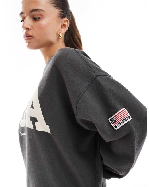 Superdry Black Athletic Essentials Relaxed Crew Sweatshirt