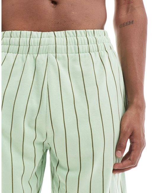 KTZ Green Pinstripe Shorts for men