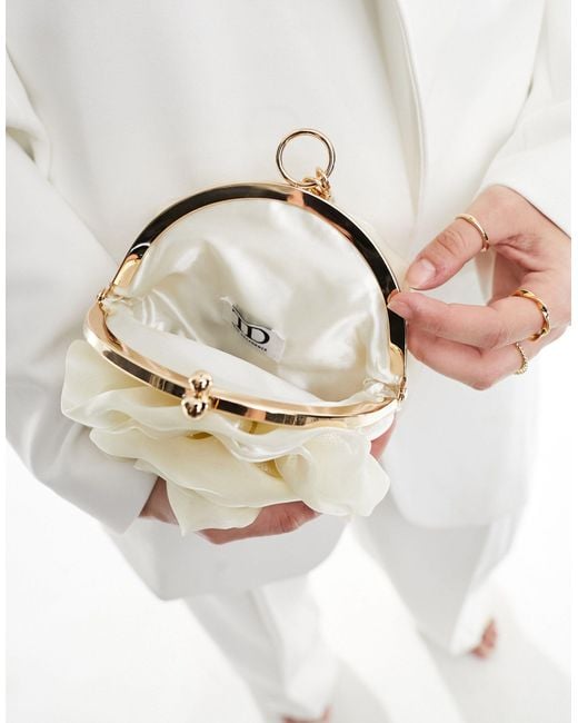True Decadence White Bridal Pearl Strap Corsage Clutch Bag