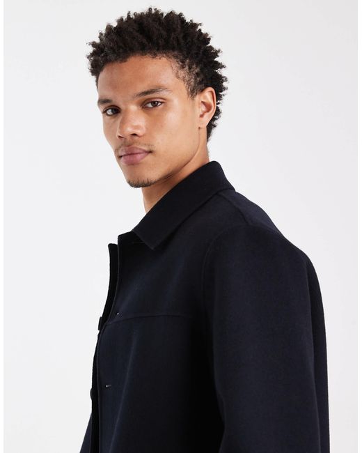 ARKET Black Double Layer Wool Shacket for men