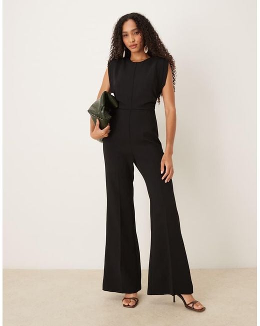 Mango Black Sleeveless Flared Jumpsuit