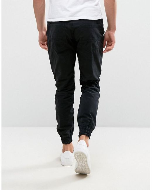 Threadbare Cuffed Chino Pants in Black for Men | Lyst UK