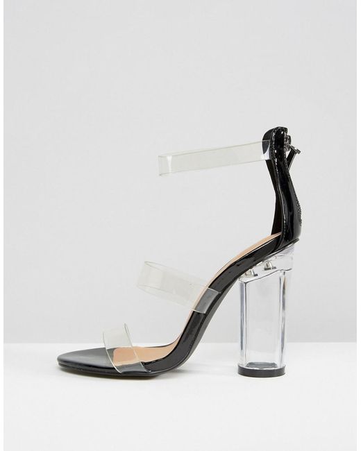 black and see through heels shoes