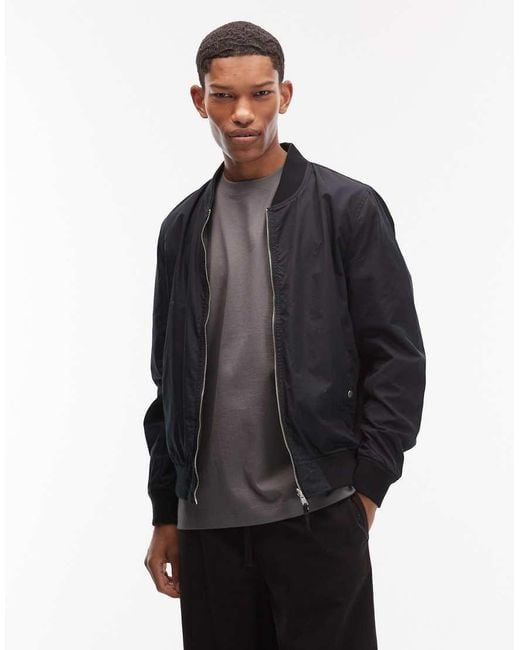 AllSaints Blue Bassett Reversible Logo Bomber Jacket for men
