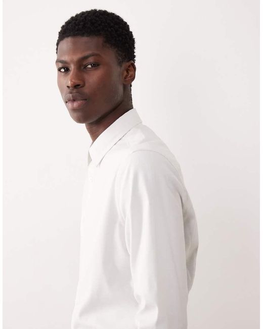 ASOS White Slim Fit Dress Shirt With Raised Texture for men