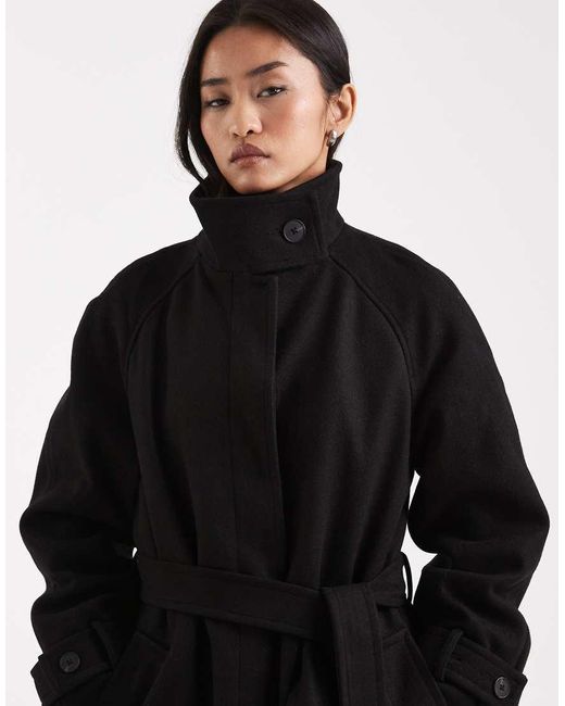 ASOS Blue Funnel Neck Longline Formal Trench Coat