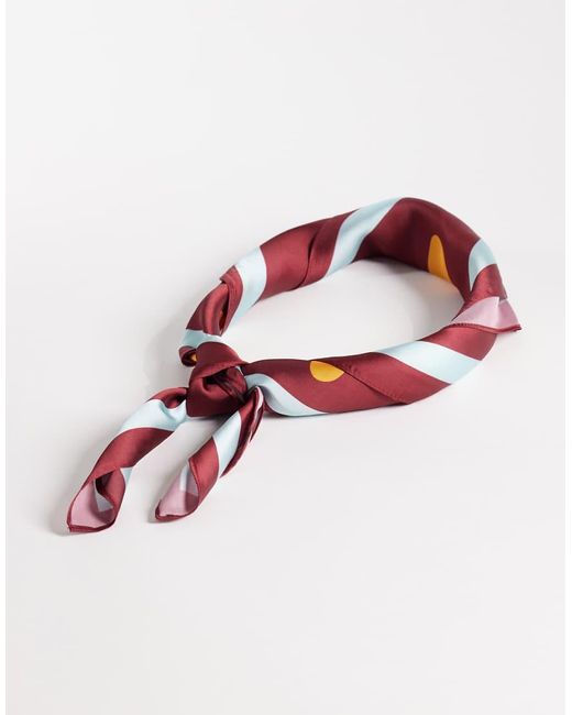 South Beach Red Sun Print Satin Headscarf