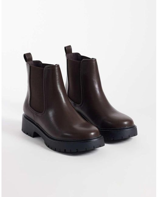 London Rebel Brown Regina Chunky Chelsea Boots