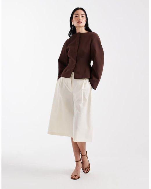 ASOS Brown Slash Neck Blazer