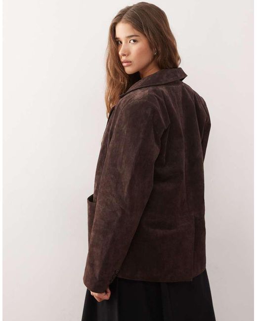 Reclaimed Vintage Brown Real Suede Oversized Blazer