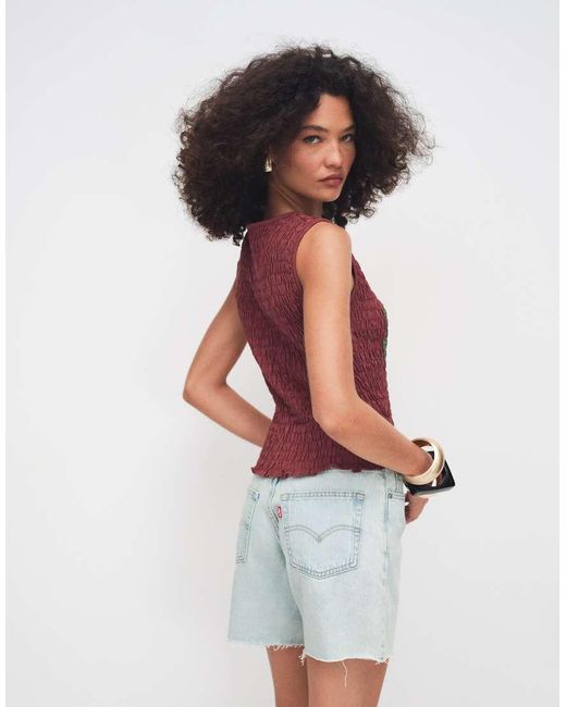 ASOS Brown Shirred Vest With Papaya Graphic