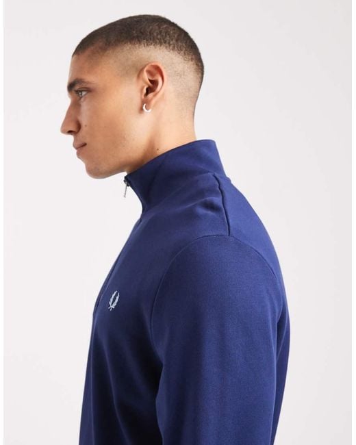 Fred Perry Blue Tipped Half Zip Sweatshirt for men