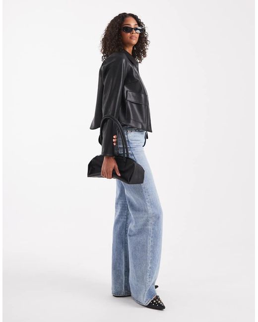 New Look Blue Patch Pocket Pu Jacket