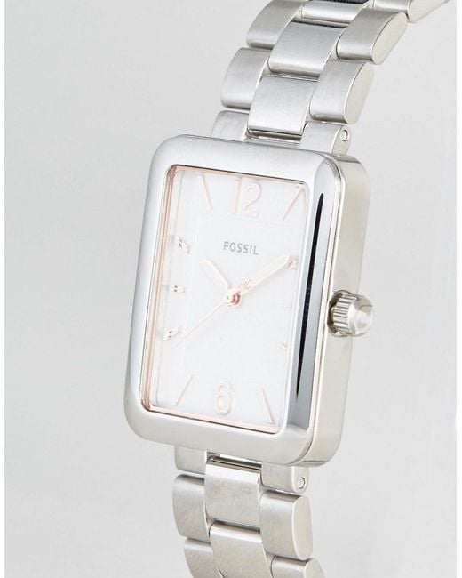Fossil Silver Es4157 Atwater Square Face Watch in Metallic | Lyst