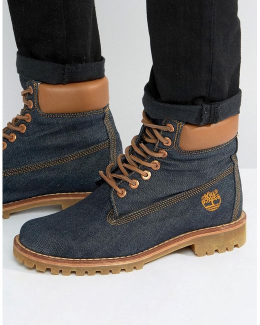 Timberland Blue Classic 6 Inch Denim Premuim Boots for men