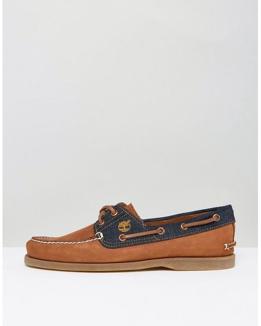 Timberland Classic Denim Boat Shoes in Blue for Men | Lyst