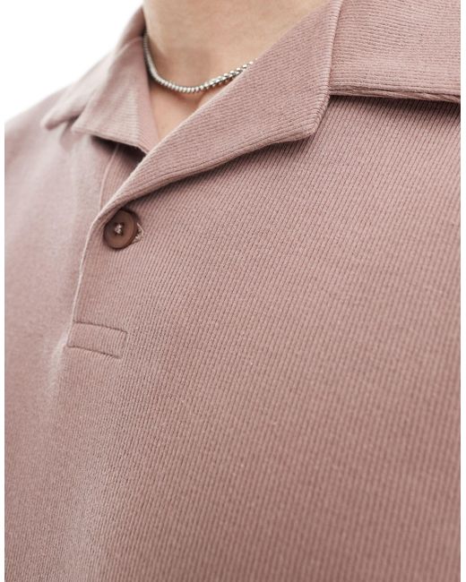 ASOS – locker geschnittenes polohemd in Pink für Herren