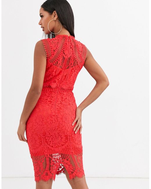 Lipsy Premium Lace Midi Dress in Red | Lyst UK Lipsy Premium Lace Midi Dress in Red | Lyst UK