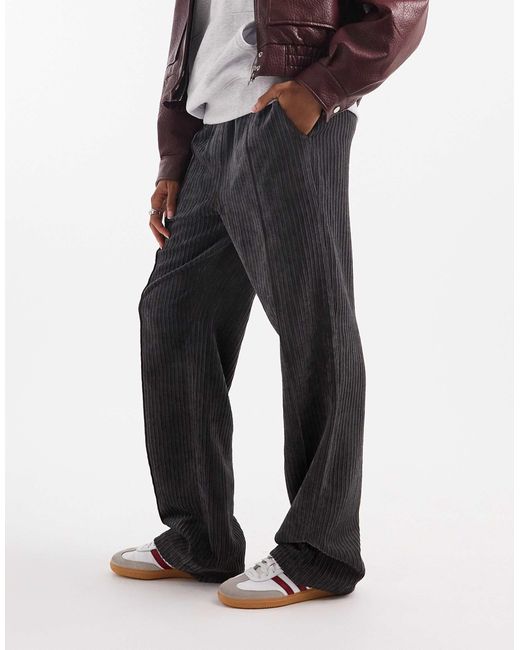 Asos design tall - pantalon en velours côtelé à enfiler ASOS en coloris Gray