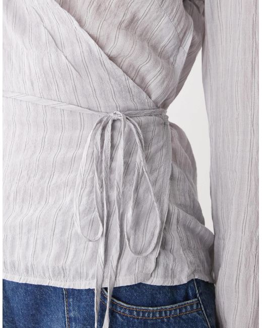 Weekday Gray Structured Wrap Shirt