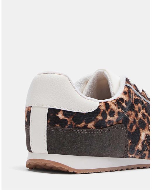 Stradivarius White – e leder-sneaker mit leopardenmuster