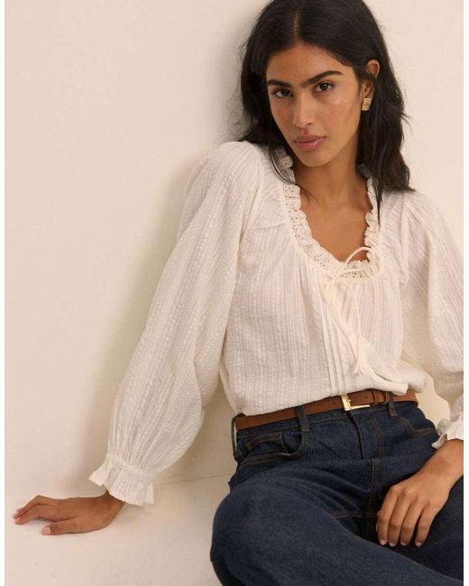Nobody's Child Natural Broderie Anglaise Trim Lumi Blouse