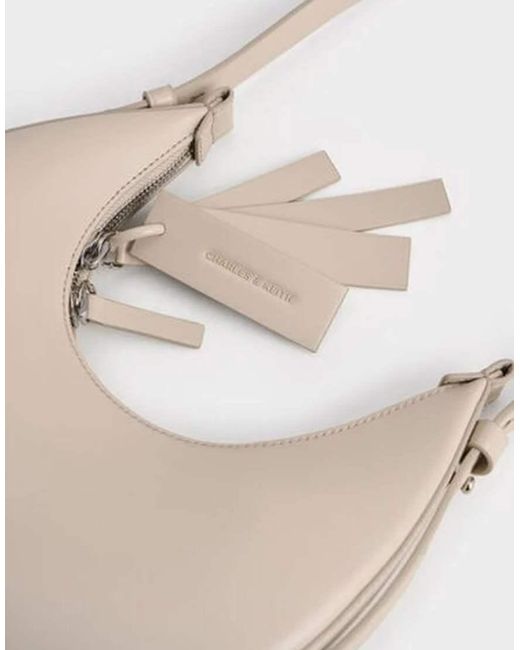 Charles & Keith Natural Carey Crescent Bag