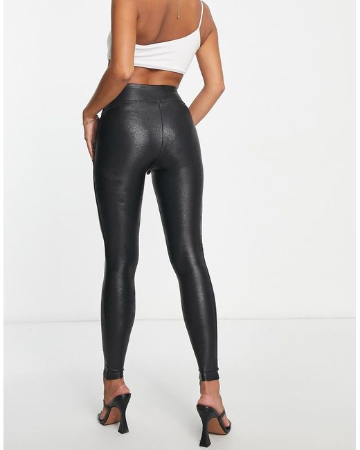 Spanx White Petite Leather Look Legging With Contoured Power Waistband