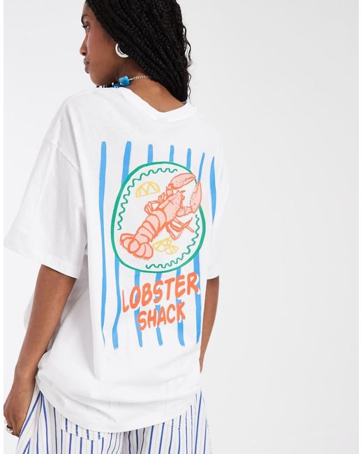 Vero Moda White Lobster Oversized Graphic T-shirt