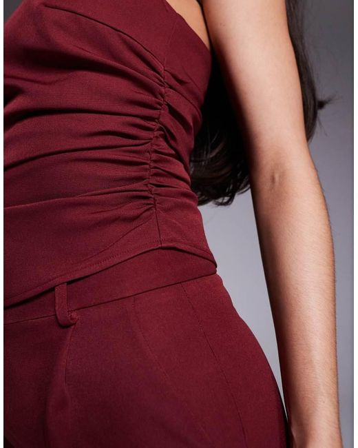 Kaiia Exclusive Tailored Square Halterneck Ruched Detail Top Co-Ord